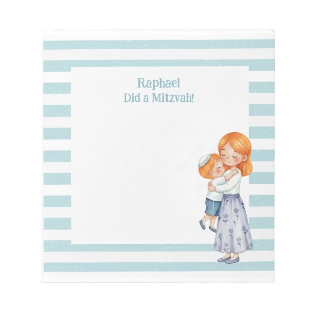 Bloco De Notas Ginger Mama & Son Hug personalizou Mitzvah (Frente)