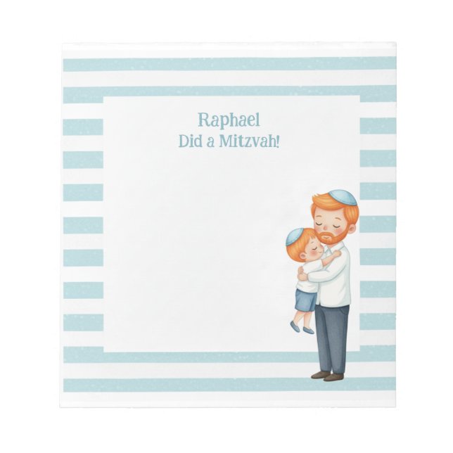 Bloco De Notas Ginger Pai & Son Hug personalizado Mitzvah (Frente)