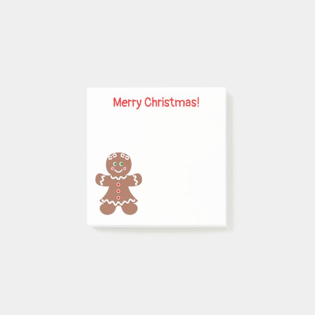 Bloco De Notas Gingerbread Girl, 3 x 3, Poste de Natal (Frente)