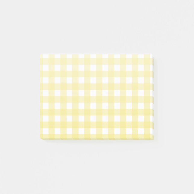 Bloco De Notas Gingham amarelo pálido e branco (Frente)