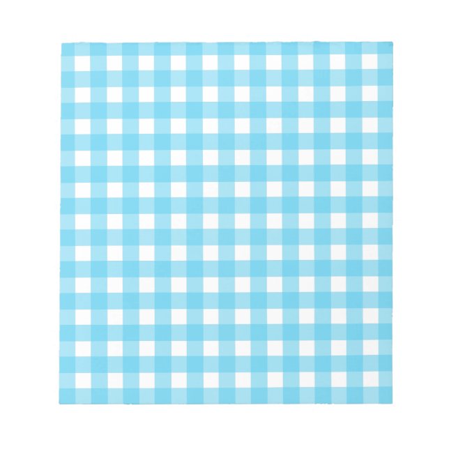 Bloco De Notas Gingham azul-ceruliano brilhante (Frente)