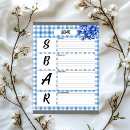 Bloco De Notas Gingham Floral Azul _ SBAR Temp