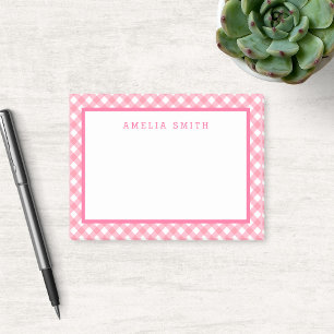 Bloco De Notas Gingham Rosa Bebê com Limite