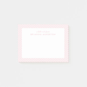 Bloco De Notas Gingham rosa doce, fofo, personalizado