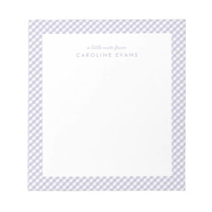 Bloco De Notas Gingham roxo crianças simples e personalizadas