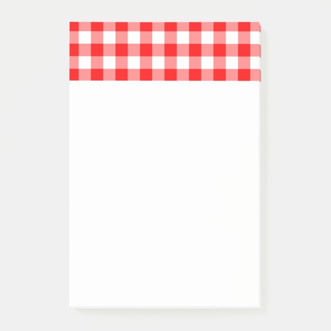 Bloco De Notas Gingham Vermelho Brilhante Personalizado (Frente)