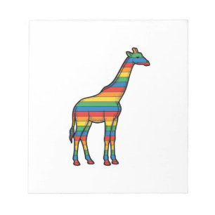 Bloco De Notas Girafa Arco-Íris Gravura Vintage Design Vetorial_1