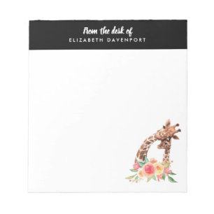 Bloco De Notas Girafa Cólvora Aquarela Mãe e Bebê Notepad