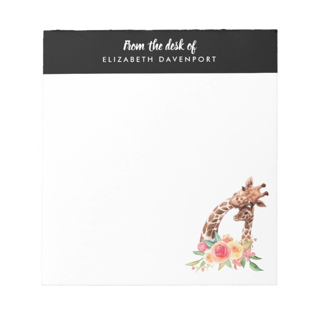 Bloco De Notas Girafa Cólvora Aquarela Mãe e Bebê Notepad (Frente)