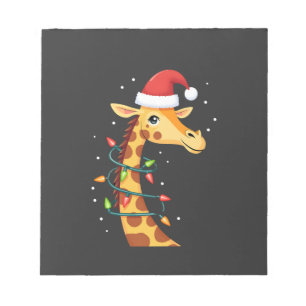 Bloco De Notas Girafa de Natal Chapéu do Papai Noel Luzes Girafa 