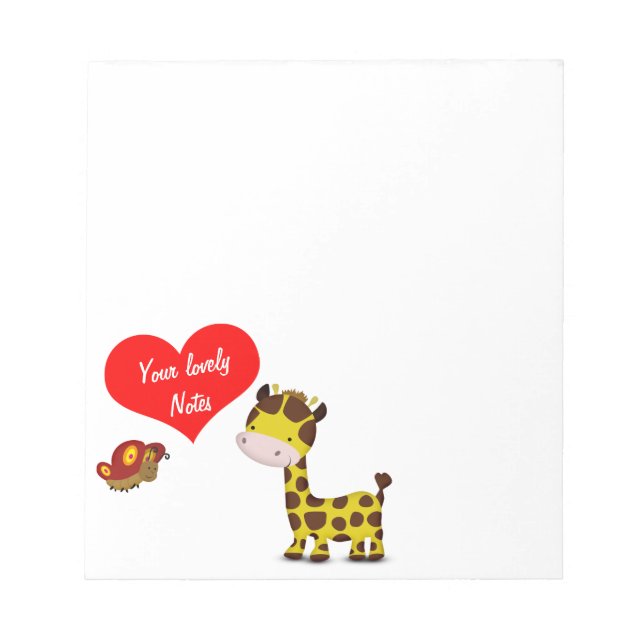 Bloco De Notas Girafa e borboleta Adoráveis Nota (Frente)