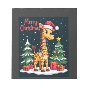Bloco De Notas Girafa Feliz Iluminação da Árvore de Natal Santa G