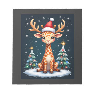 Bloco De Notas Girafa Rena De Chapéu Papai Noel Árvore De Natal D