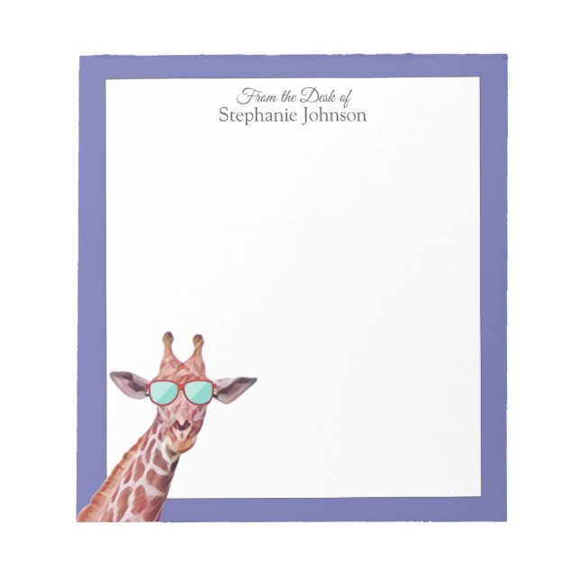 Bloco De Notas Giraffe Peri Roxo Monograma Da Mesa de   (Frente)