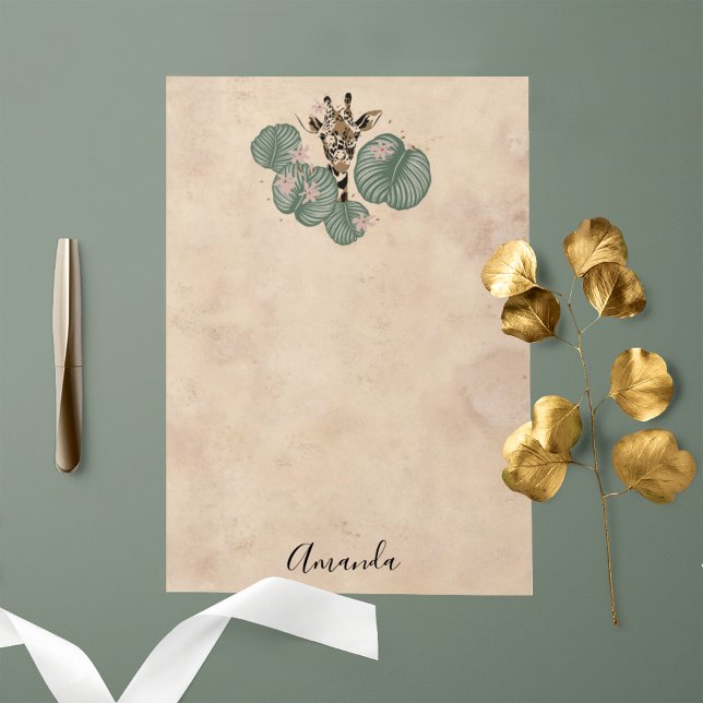 Bloco De Notas Giraffe Safari Animal Botânico (Criador carregado)