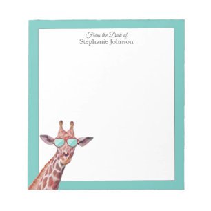 Bloco De Notas Giraffe Teal Monograma da Mesa de Modelo 