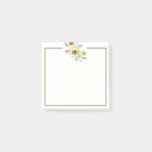 Bloco De Notas Girassóis aquarela personalizados