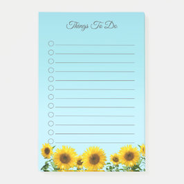 Bloco De Notas Girassóis Elegantes em Coisas para Fazer Pós Azul