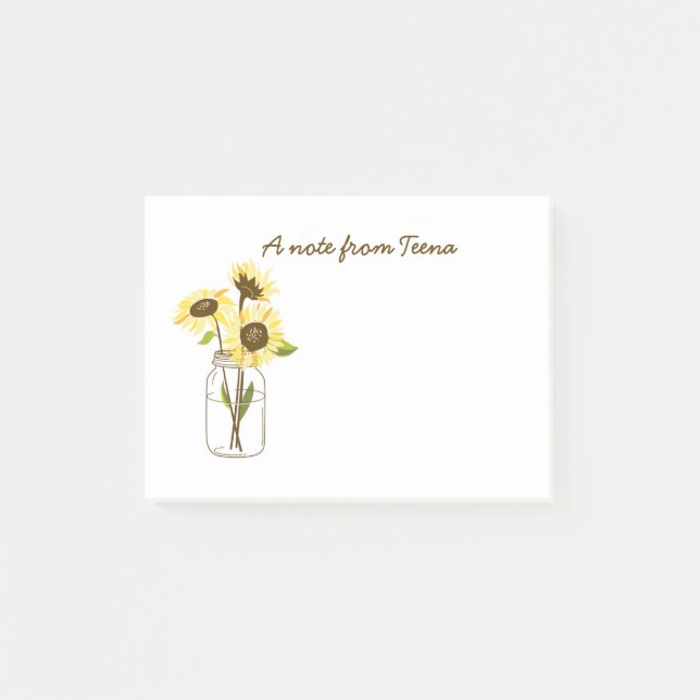 Bloco De Notas Girassóis Em Um Posto Mason Jar (Frente)