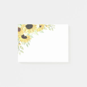 Bloco De Notas Girassóis Flores de Aquarela Amarelo Floral