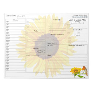 Bloco De Notas Girassóis Robin Daily Planner 5 - 1 Comida Diári