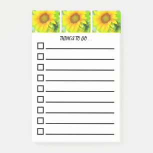 Bloco De Notas Girassol Amarelo Brilhante e Cheio~Lista de Tarefa