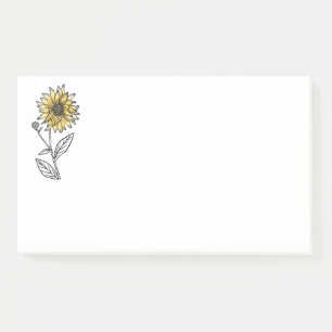 Bloco De Notas Girassol de linha estética de aquarela botânica