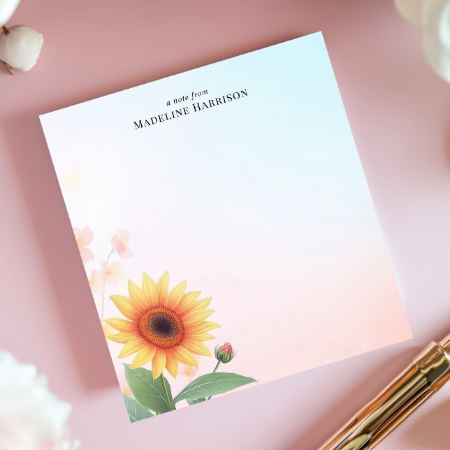 Bloco De Notas Girassol Elegante Personalizado (Criador carregado)