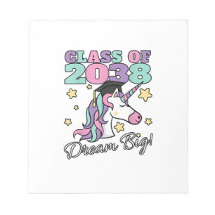 Bloco De Notas Girls Classe de 2038 Touca de Graduação de Unicórn