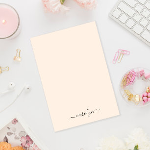 Bloco De Notas Girly Beige Monograma - Script Moderno Personaliza