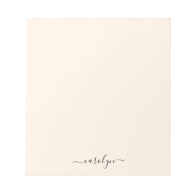 Bloco De Notas Girly Beige Monograma - Script Moderno Personaliza (Frente)