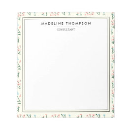 Bloco De Notas Girly Chic Pastel Pink Blue Flowers Pattern