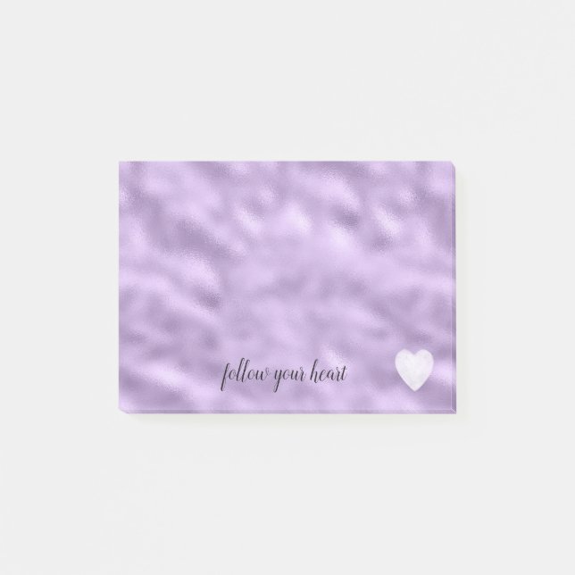 Bloco De Notas Girly Glam Purple Heart Personalised Inspirational (Frente)