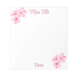 Bloco De Notas Girly Pink Floral Custom