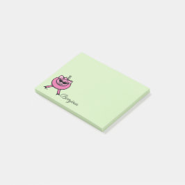 Bloco De Notas Girly Pink Pig Bonjour