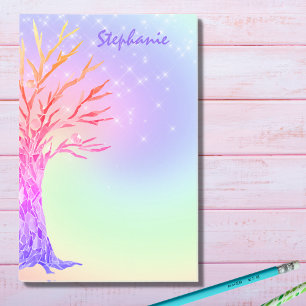 Bloco De Notas Girly Rainbow Sparkles Nome do Monograma