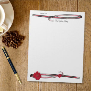 Bloco De Notas Girly Red Gerber Daisy Fotos Flourish Borders