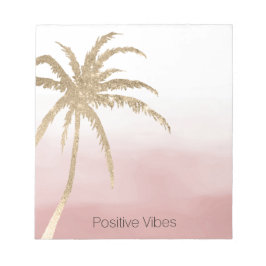 Bloco De Notas Glam Dourado Tropical Palm Pink ombre