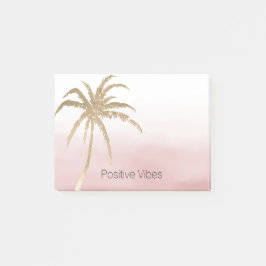 Bloco De Notas Glam Dourado Tropical Palm Pink ombre