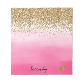 Bloco De Notas Glam Glitzy Sparkle Glitter Cor de Água Rosa Doura