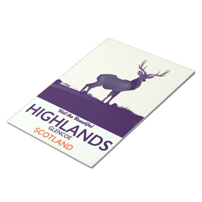 Bloco De Notas Glencoe, impressão de férias da Scottish Highlands (Inclinado)