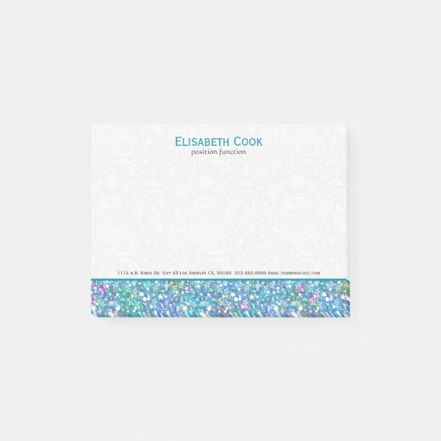 Bloco De Notas Glitter Azul-Verde Elegante (Frente)