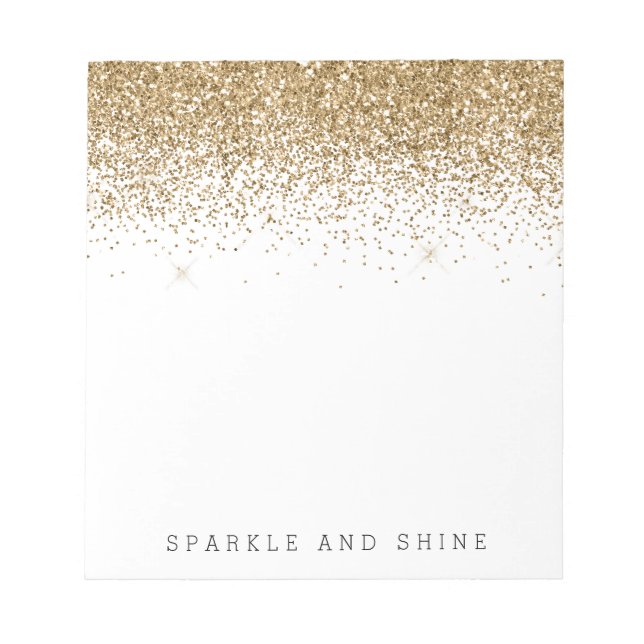Bloco De Notas Glitter de Falência do Sparkle Dourado (Frente)