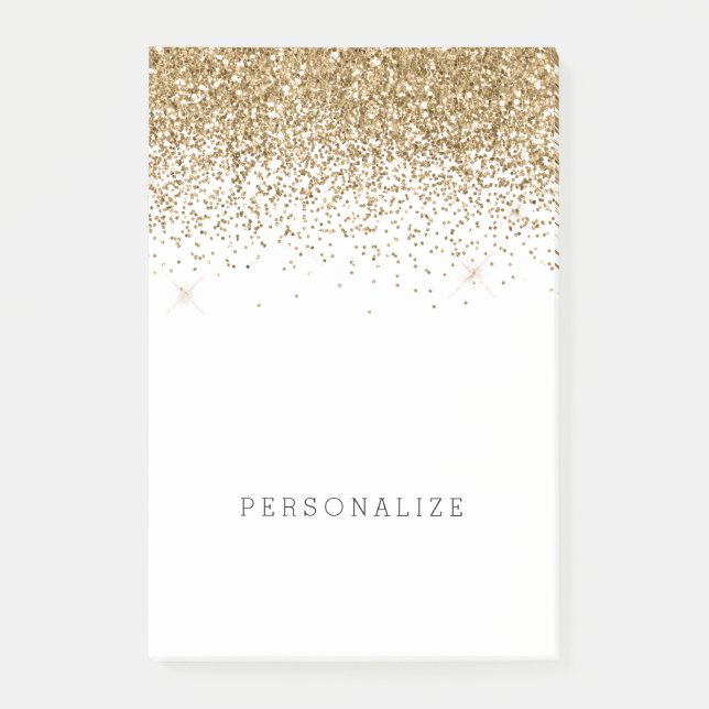 Bloco De Notas Glitter de Falsificação do Minigráfico Dourado (Frente)