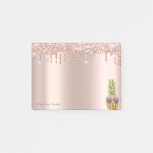 Bloco De Notas Glitter Dourado Elegante Rosa de Pineapple Legal