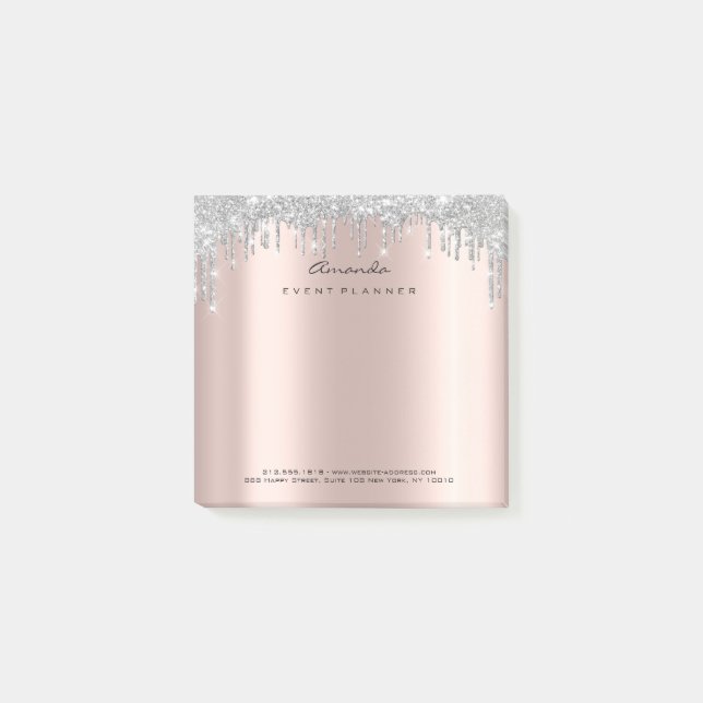Bloco De Notas Glitter Drives Event Rosa Nome Dourado Cinza Ender (Frente)