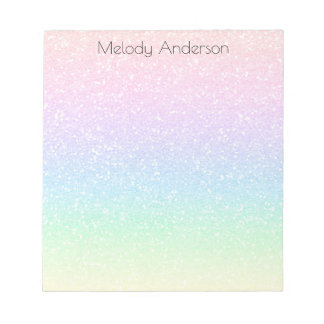 Bloco de Notas Glitter Girly do Arco-Íris com Grad