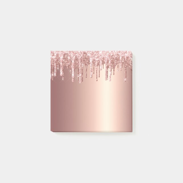 Bloco De Notas Glitter na moda de cobre, rosa de cobre, gotas de  (Frente)