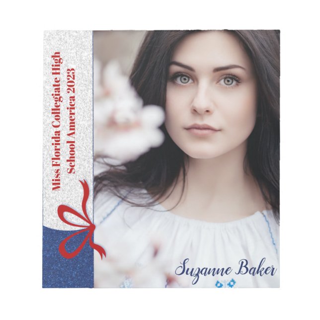 Bloco De Notas Glitter Real - Pad Autografo Pageant Personalizado (Frente)