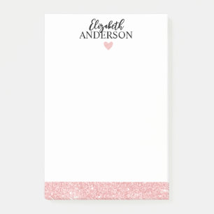 Bloco De Notas Glitter Rosa Elegante Personalizado